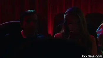 Older couple Syren DeMer and Dick Chibbles Athena disturbed by a teenager couple Athena Faris and Ricky Spanish having sex in cinema!