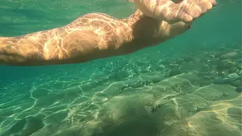 Risky Fucked swim girl underwater  Public anal and pussy fuck on the beach JessiJek