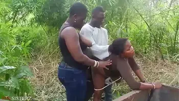 Black Power Man And Black Power Ladies Doing It In An Uncompleted And Bush