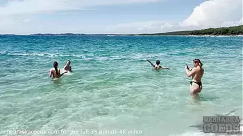 spending vacation on topless beach and miss pussycat lesbian banging rebeka ruby private moment