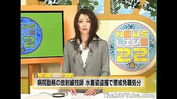 Japanese news anchor Maki Hojo gets many cumshots and fucked live on the news