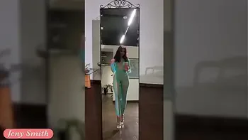 Rehearsals pt1. Jeny Smith in tansparent suit with high heels