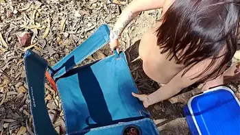 Camping with stepmother in the woods