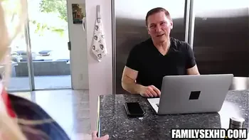 Grounded stepdaughter fucks with stepdad behind stepmom's back