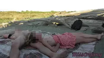 French teacher Blowjob Amateur on Nude Beach public to stranger with Cumshot People caught us P1 - MissCreamy