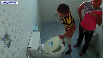 Cum inside me! Sex in public toilet and creampie