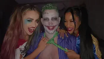 How Many Harleys Are Too Many For A Single Joker? Halloween Threesome With Maximo Garcia And Mackenzie Mace