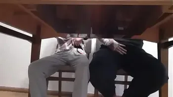 We masturbate each other under the table during English class at the university - Girls fly orgasm
