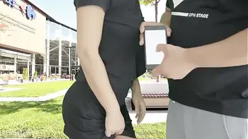 Cumming hard in public on the mall terrace with Lush remote controlled vibrator