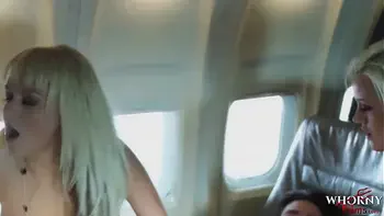 WHORNY FILMS Mile high club hot threesome in first class
