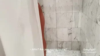 Step Mom caught Step Son jerking off and helps to cum quick on her pussy while her Husband is home