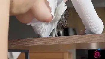 Eva gets creampied while in a zo0m meeting