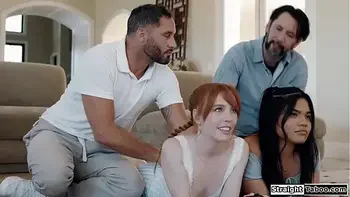 Stepdads rim and anal fuck their petite teen stepdaughters