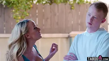 Angry stepmom MILF makes stepson make up with their neighbor