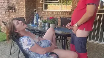 Mutual masturbation Caught my friends wife fingering herself on the patio so i joined her