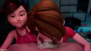 Double MILF blowjob / 3d porn