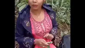 Mangal in the jungle, she made her pussy red after fucking her stepsis in clear audio Voice