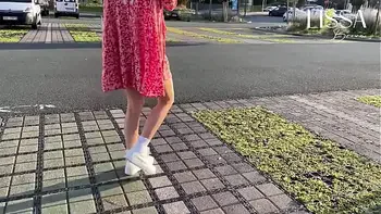 Hot woman shows off and touches herself on public bus