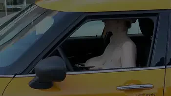 submissive woman with big natural breasts exposed in public