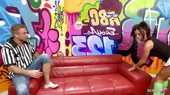 Two Sexy Bitches Cindy Behr and Charlie Monaco tricked her Coach to FFM Threesome