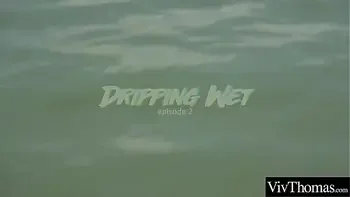 Hot blonde and sexy brunette can't keep their hands off each other as they fuck on a boat trip