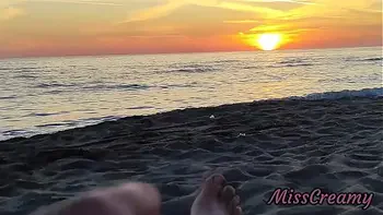 FLASHING my COCK in front of my STEPDAUGHTER at SUNSET in a PUBLIC BEACH and she HELPS me CUMSHOT in front of everyone - REAL SEX RISKY