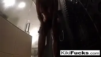 Burglar ties Kiki Daire the maid and makes her cum!