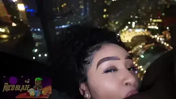 Ariel Love sucks and fucks huge dick on balcony