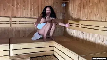 A Pretty Dominican Girl Caught And Fucked in A Sauna While Her Brother Is Busy !!!