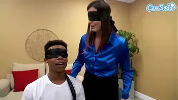 Blindfolded Step Son Cums in Mom's Panties