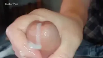 Busty Liza works a huge load of cum from his cock before wetting her panties over him