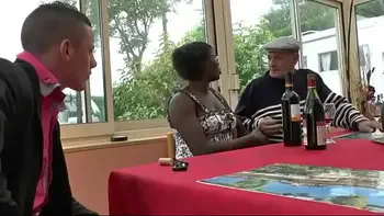 Back girl in threesome with Papy Voyeur