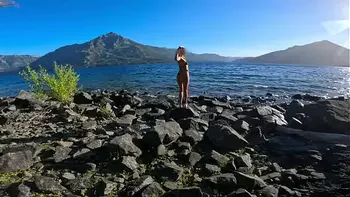 Chick with a round ass jerks off and jumps on a big white dick