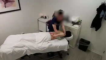 A gorgeous Japanese waitress who was like no, no, no, I have a boyfriend when her massage therapist was about to fuck her pussy, but she finished her massage with a big smile on her face