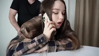 Fucking my stepsister while she's on the phone.