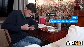 VIP4K. Mature dominant dame is fucking her friend’s obedient offspring