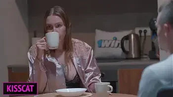 Step son Touches Step mom's Tits in Shared Bed and She Fucks Him Cowgirl the Next Day