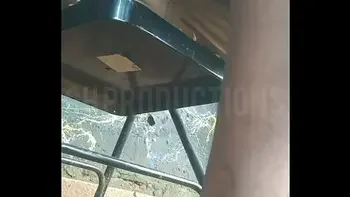 UP SKIRT... playing with an African teen slut I met at the park public making out