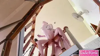 Dangerous staircase rough BDSM fuck and creampie