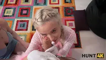 HUNT4K. Hot Russian whore Novella Night is fucking with her landlord in front of her cuckold GF