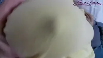 My step sister's big natural tits and big ass in this young thong.