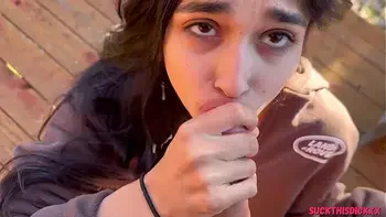 All Natural Teen Sucks Her Boyfriends Cock In The Woods & Swallows Cum