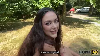 HUNT4K. Tricked a hot teen in a swimsuit into wild sex in the park