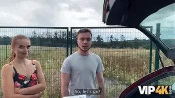 VIP4K. Pretty village girl was carrying some plums to her grandma and showed pussy to a stranger