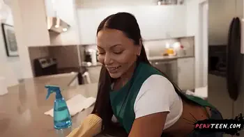 Sneaky sex with a Hot Latina Cleaner, Busted by her Coworker