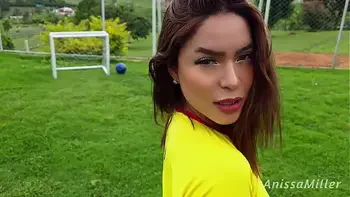 sexy latina fucks her trainer on the soccer field - anissamiller