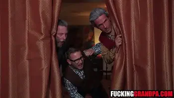 Teen brunette fucked by pervy old step grandpas