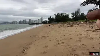 Babe Can I Cum On Your Tits? - Public Cock Flashing On The Beach