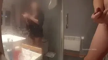 Stepmom came to his bathroom, he started jerking, she likes to watch. My pervert family.