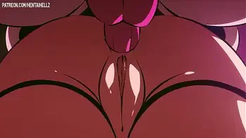 Hentai Lesbian dominatrix strapons anal and fills it with creampie